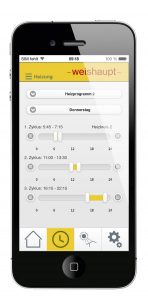 Die Weishaupt App ermöglicht die Regelung der Heizungsanlage vom Smartphone aus.